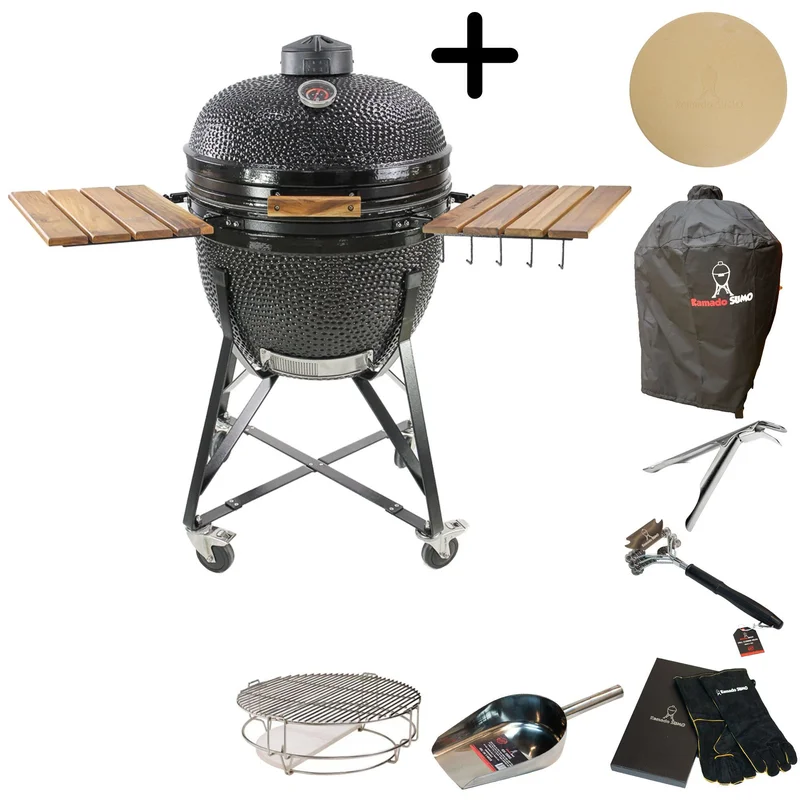 Kamado sumo Svart + tillbehör kolgrill | Utematlagning > Grillar > Kamadogrillar | Bagaren och Kocken