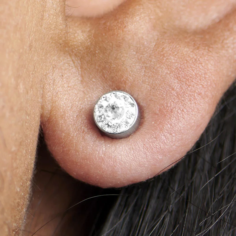6mm Clear Crystal Magnetic Earring for Men - Magnetic earrings