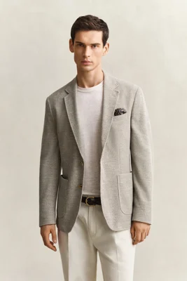 GANT - Jerseystrikket blazer til herre oat beige