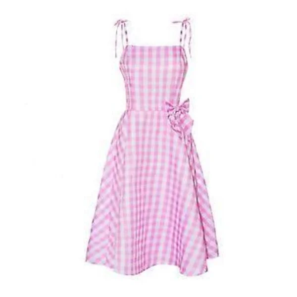 Barbie Film Cosplay Kostume Kvinder Pink Gingham Slip Kjole Halloween Fest Midi Kjoler Udklædning -NMAOV(2XL A)