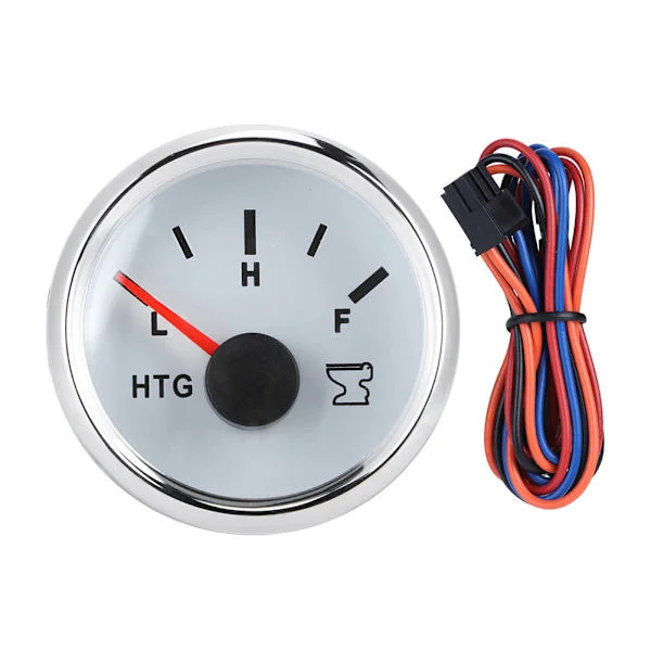 52mm / 2in Marine Båt RV Septiktank Nivåmåler HTG Meter 0-190 ohm 9-32V Sølvramme Hvit Skive