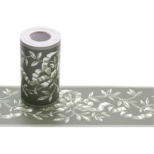 Green Floral Rattan Self-Adhesive Wallpaper Border - Decorative Border for Ceilings, Bedrooms - 10 cm x 10 m