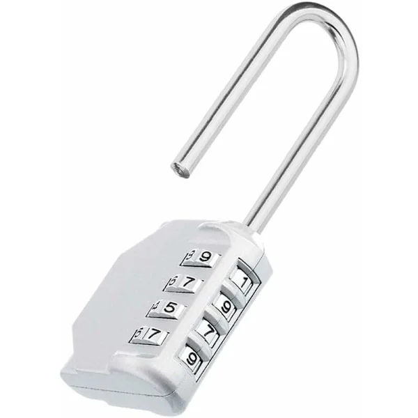 Large Handle Padlock, 4-Digit Combination Lock, Cadna with Long Handle for Gym Lockers, Changing Rooms, College, School Wardrobe, E