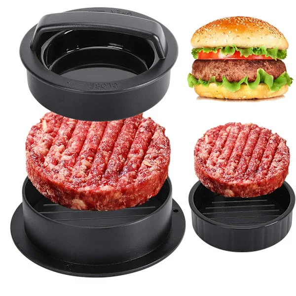 Hamburgerpresse, hamburgerkjøttkakemaker, mini hamburgerpresse, fylt hamburgerpresse, 3-i-1 non-stick grillverktøy for kjøkken