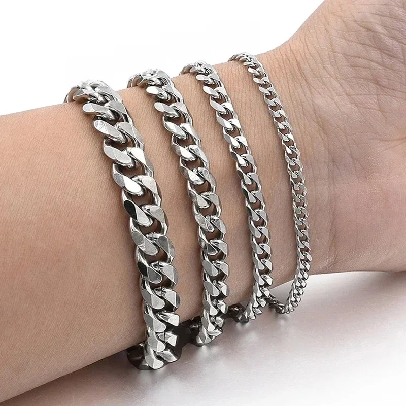 AliExpress - Neue Trendy Kubanische Kette Männer Armband Klassische Edelstahl 3/5/7/9mm Breite kette Armband Für Männer Frauen Schmuck Geschenk