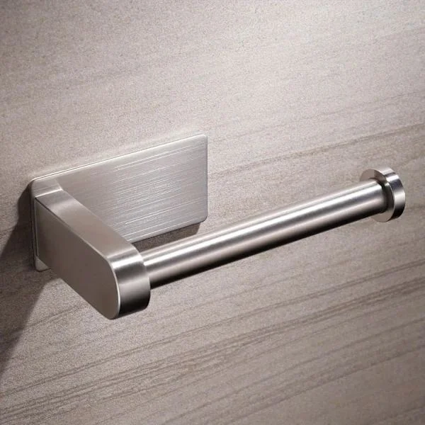Toalettpapirholder i rustfritt stål uten boring – selvklebende frittstående holder for toalett- og husholdningspapir 1 stk 1 stk