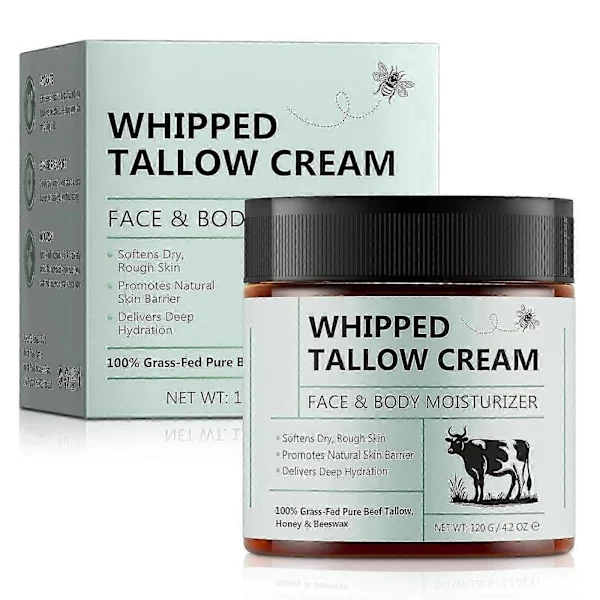 1-3x Grass-Fed Tallow Skincare Cream 120g - Moisturizing Face & Body Balm, Grass-Fed Beef Tallow Balm Anti-Aging Skincare Kit (1pc)