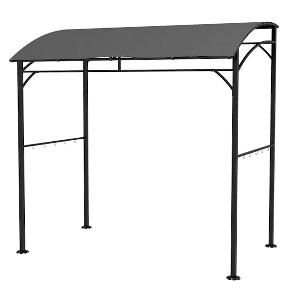 Grillpaviljong 215 x 150 x 220 cm, vattenavvisande trädgårdspaviljong med böjt tak, trädgårdslusthus med krokar, BBQ-paviljong, trädgårdstält, grilltä