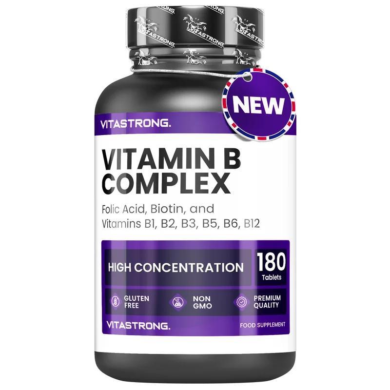 AliExpress - Complexe de vitamine B à dosage élevé, 180 comprimés de vitamines Biotine du groupe B, Thiamine B1, Riboflavin B2, vitamine B3 Niacin, 