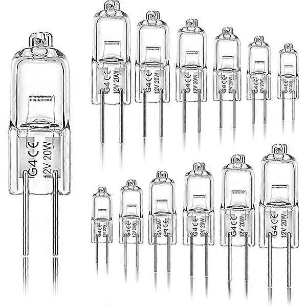 12-pack G4 20w 12v 2800k 2-stifts halogenlampa för fläkt, kök, vardagsrum, sovrum