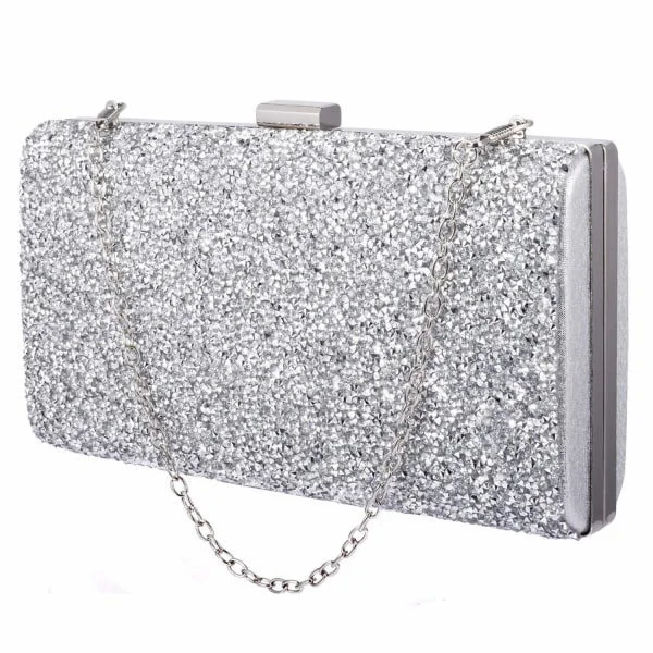 Glittering Clutch Bag - Silver Silver
