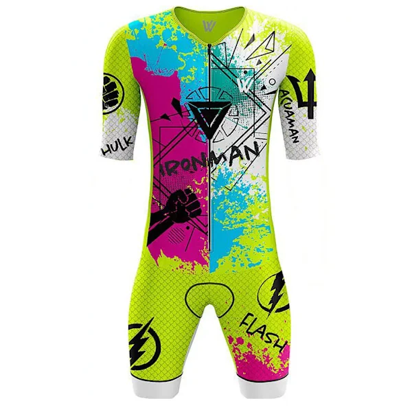 Sykkeltrøye for menn, One-Piece Skinsuit, Sykkeltrøye, Triatlondrakt, Sykkelshorts med gelpolstring XS