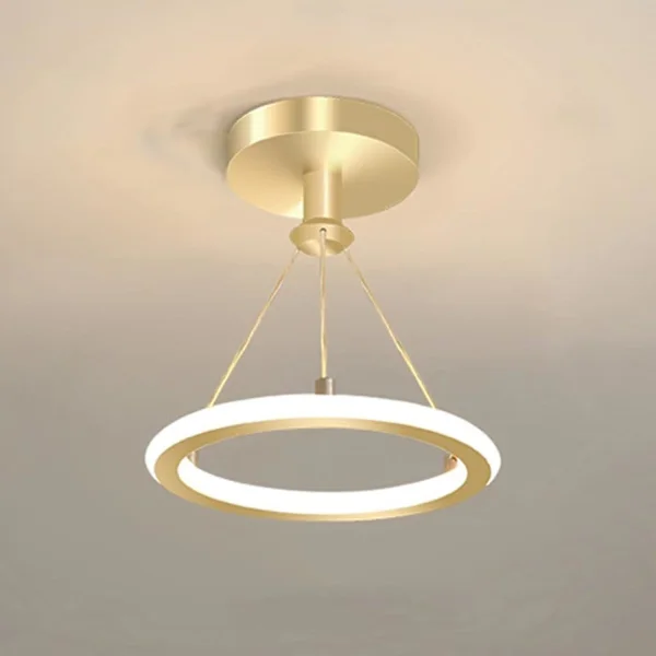 Dimbar Pendellampe, Justerbar Høyde LED Ring Lysekrone, Hengende Lampe for Spisestue Tak og Kjøkkenøy, Gull (Gull)