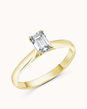 Solitaire Ring Andréa 18K Yellow Gold 0.3 Carat Natural Diamond - Emerald-Cut Diamond - Engagement Rings & Wedding Rings from Vanbruun