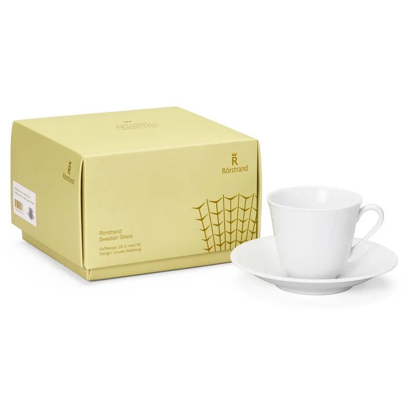 Rörstrand Swedish Grace kaffekopp & fat 16 cl, snø' - 'Snøhvit