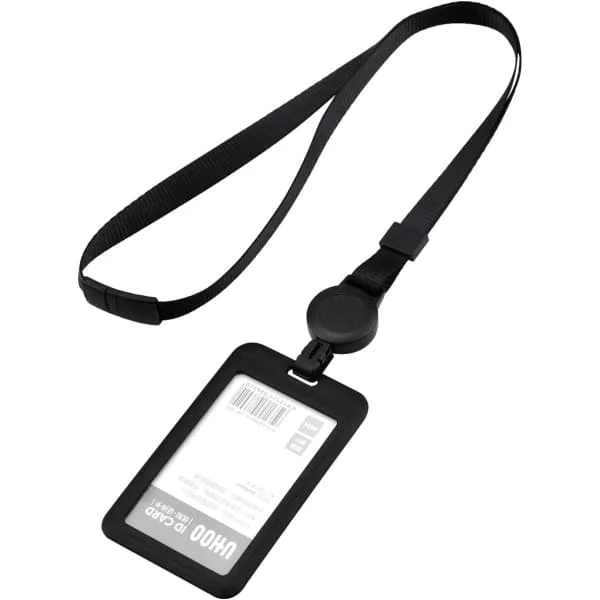Sort Udtrækkelig Badgeholder Kortholder Halskæde Kortholder til Kvinder og Mænd Kortdæksel med Lanyard til Arbejdskort Studenterudstilling