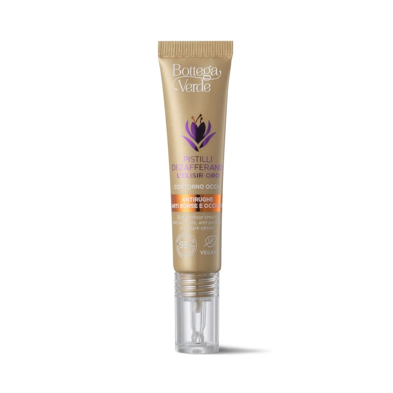 BOTTEGA VERDE Pistilli di zafferano L'Elisir Oro - Contorno Occhi - Antirughe Anti Borse E Occhiaie 10ml - Contorno occhi antirughe