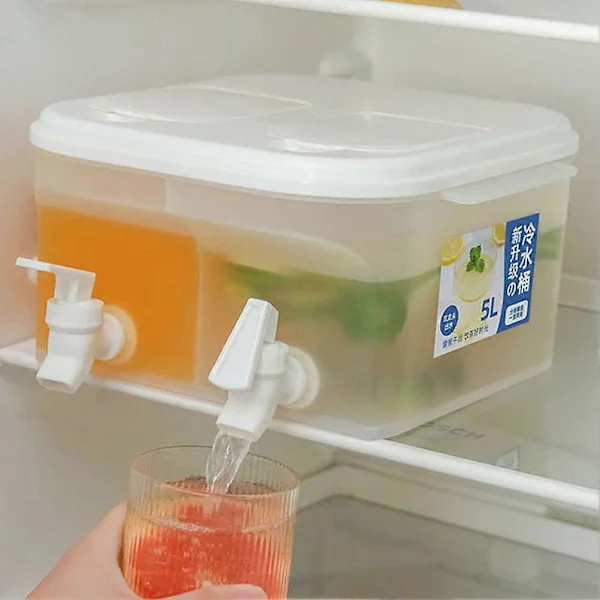 Refrigerator Pitcher Drink Cooler, Refrigerator Cold Kettle with Faucet, 5L Drink Dispenser with Refillable Faucet, Large Dispenser for Making Juice 