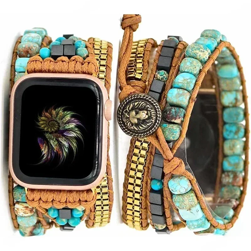 AliExpress - Bohemen band voor Apple Watch Ultra Band 49 mm 44 mm 45 mm 41 mm 42 mm 38 handgemaakte natuurlijke kralen armband Iwatch serie 8 7 6 Se 5