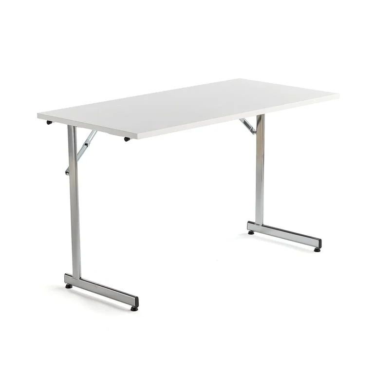 Office folding table CLAIRE, 1200x600x720 mm, white, chrome