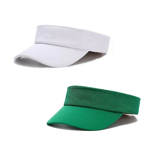 Sztxj 2 kpl Säädettävä Aurinkolippa Urheilu Tennis Golf Lippalakki Pääpanta Unisex Miehet Naiset Kesähattu (valkoinen+vihreä)