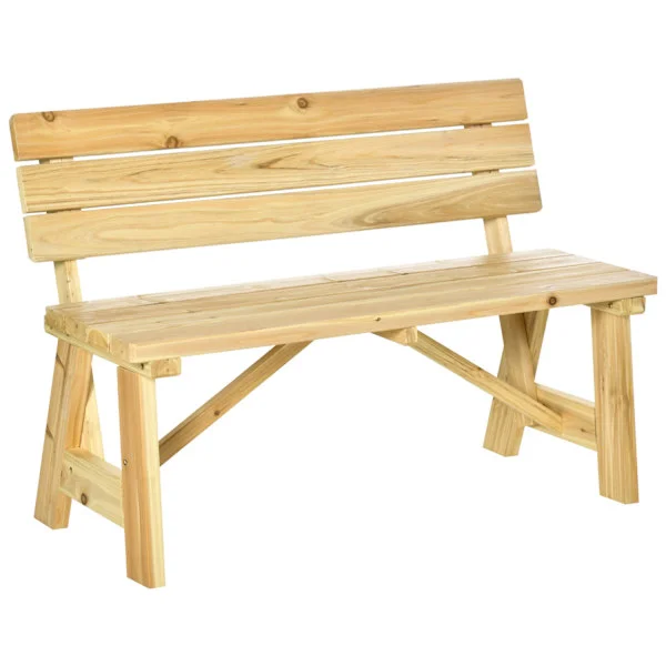 Aurinkoinen Puutarhapenkki 2-Paikkainen Puistonpenkki Puinen Penkki Max 220 Kg Penkki Patiopenkki Selkänojilla Puutarhakalusteet Massiivipuuta 116 X 5