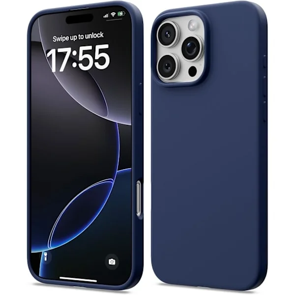 iPhone 16 Pro Skal Flytande Silikon, Stötsäkert Skal Kompatibelt med iPhone 16 Pro Mjukt Skal, Fullt Skydd Skal (Marinblå) Marinblå iPhone 16 Pro