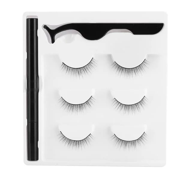 3 par falske øjenvipper magnetisk eyeliner pen pincet sæt øjenvipper makeup sæt