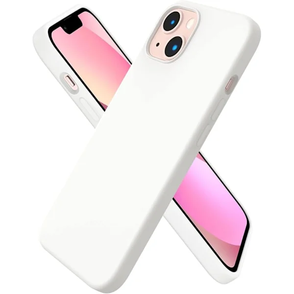 iPhone15 Cover, Flydende Silikone Cover Kompatibel med iPhone15, Ultratyndt Cover, Fuld Dækkende Stødsikkert Blødt Beskyttelsescover (Hvid) iPhone15-