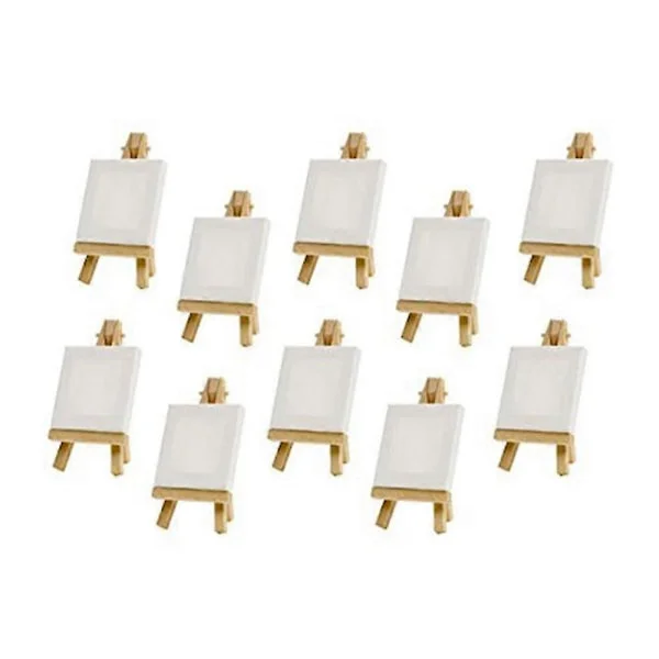 10 Set Mini Display Stand with Canvas 8x8cm Wedding Table Number Painting Hobby Painting Craft DIY