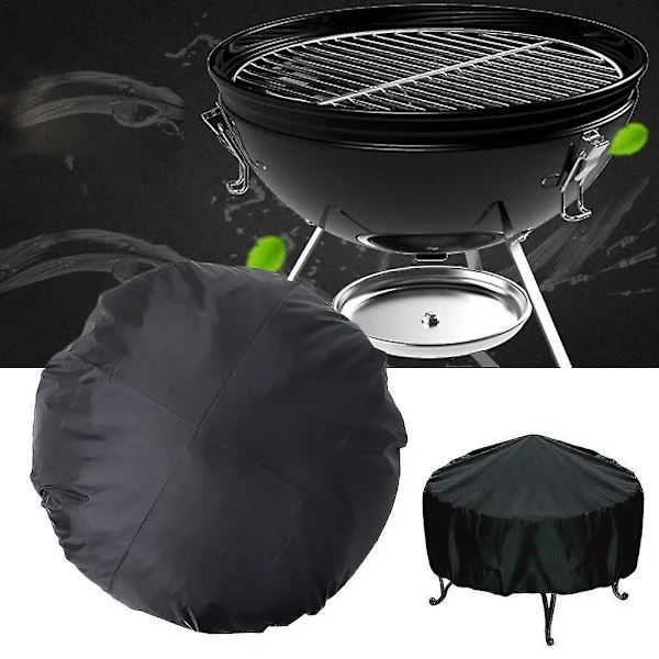 112cm Utomhus Rund Svart Rund Vattentät Bbq Grillöverdrag Dammskydd Uteplats Eldstad Överdrag