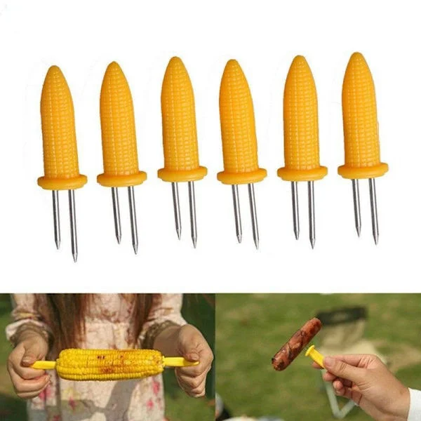 6 st BBQ Majs Spett Rostfritt Stål Majs Spett Grill Picknick