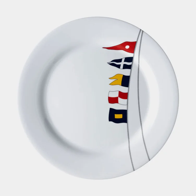 Melamine plates Marine Business Regata, non-slip, white/patterned, 25 cm, 6-pack
