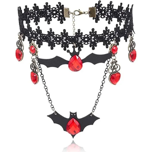 Svart Spets Choker Kvinnor Gotisk Kristall Choker Vintage Steampunk Spets Choker Halloween Kostymfest Smycken