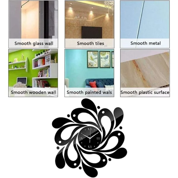 Frameless Wall Clock, Creative Splashing Wall Clock, 3D Wall Sticker