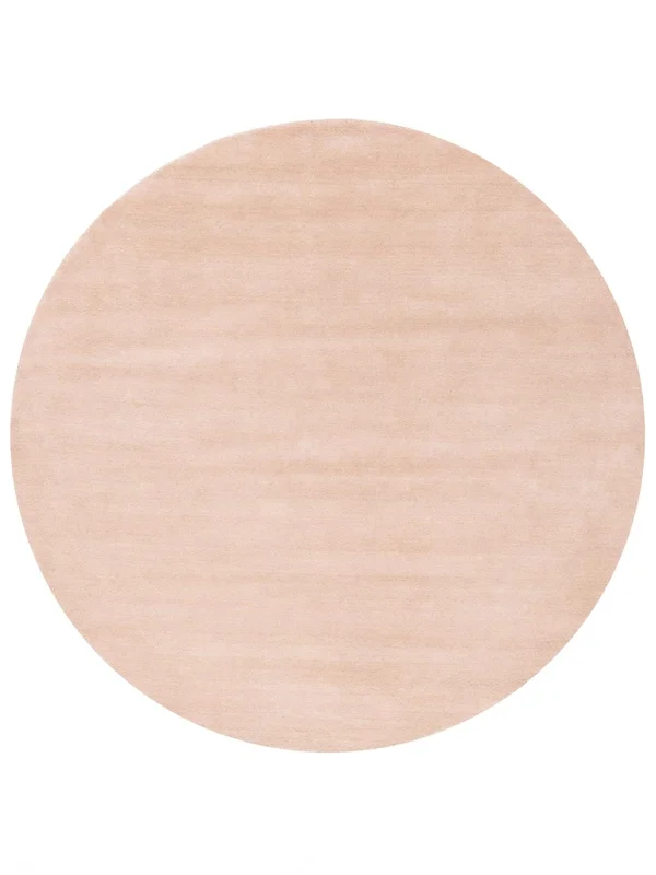 Wool Rug Plain (Single Colored) Handloom Light Pink Round Small