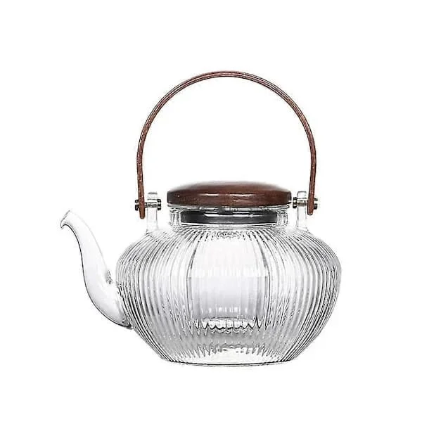 Large Glass Teapot, Handmade, Heat-Resistant Glass Jug for Office and Home