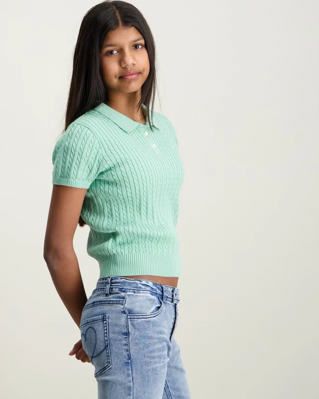 Polo Ralph Lauren Mini-Cable Cotton Polo Sweater Grønn Genser Jente - Kids Brand Store