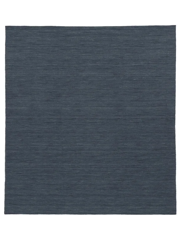 Wool Rug Plain (Single Colored) Handloom Flat Navy Blue Square Large