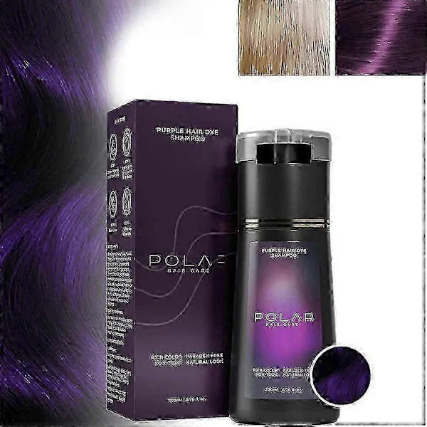 Polar Haircare Instant Dye Shampoo Naturlig Hårfarve Shampoo til Grå Dækning, Passer til Kvinder og Mænd (Lilla)