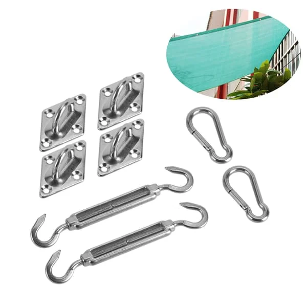 8st/Set Silver Rostfritt Stål Solskydd Segel Hårdvara Kit Installationstillbehör