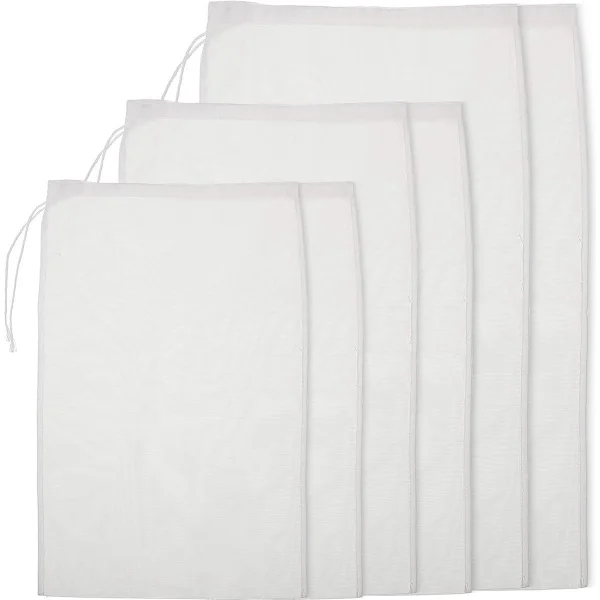 Återanvändbar nötmjölkspåse i nylon, 100 mesh, storlekar 20x30cm, för mandelmjölk, juice, ost
