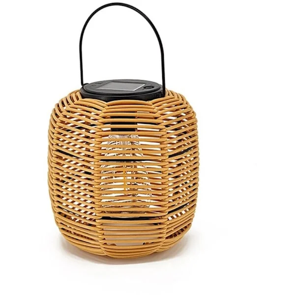 Rattan hängande solcellslykta, solcellslykta med handtag, solcellslykta för utomhusbruk, dekorativa lampor för trädgård och gård