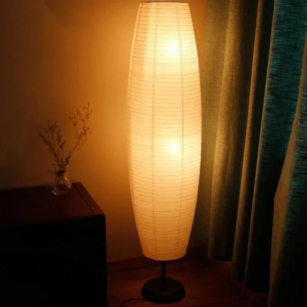 Rispappersgolvlampa Kreativ Hög Lampa Belysning Vardagsrum Endast Lampskärm