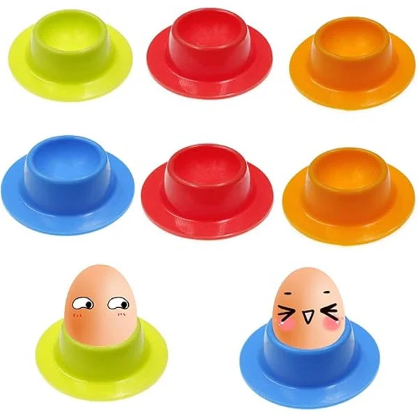 8 fargede silikon-eggeglass, kjøkkenutstyr for egg, bærbare runde eggeglass