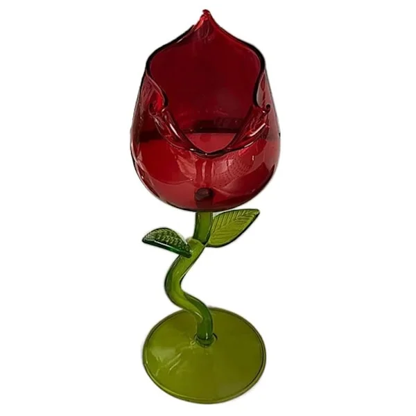 Rolled Rim Glass, Rosé Wine Glass, Table Decoration, French Red Rosé Wine Glass, Contrasting Colors, Wine Glass, Artistic Craftsmanship
