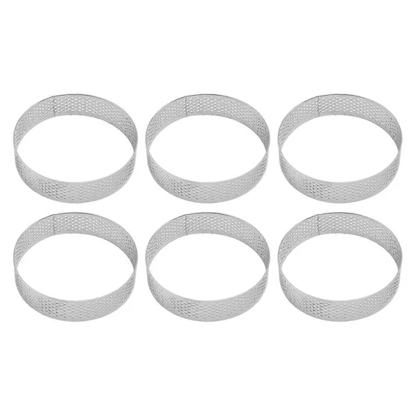 10-pack 8 cm Pajformar i rostfritt stål, cirkulära pajformar med perforering