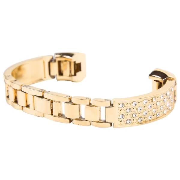 Rustfrit stål dame krystal indlæg armbånd Fitbit guld armbånd