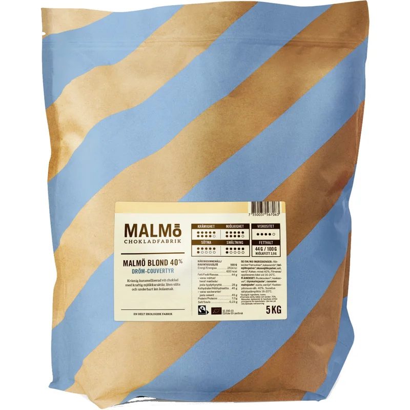 Malmö chokladfabrik Malmö Blond 40% couverturechoklad | Matlagning > Skafferiet > Choklad > Choklad | Bagaren och Kocken