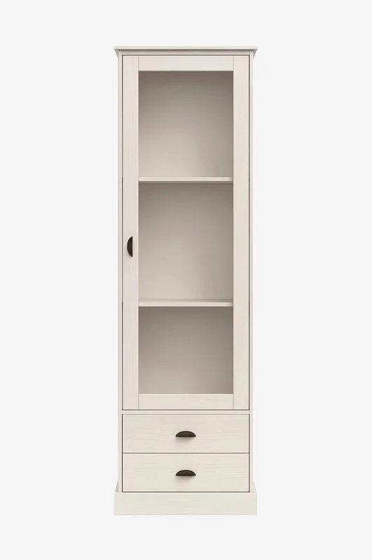 Loft24 - Harry Vitrineskap med 1 glassdør og 2 skuffer i furu - Hvit - Skap - Fra Homeroom